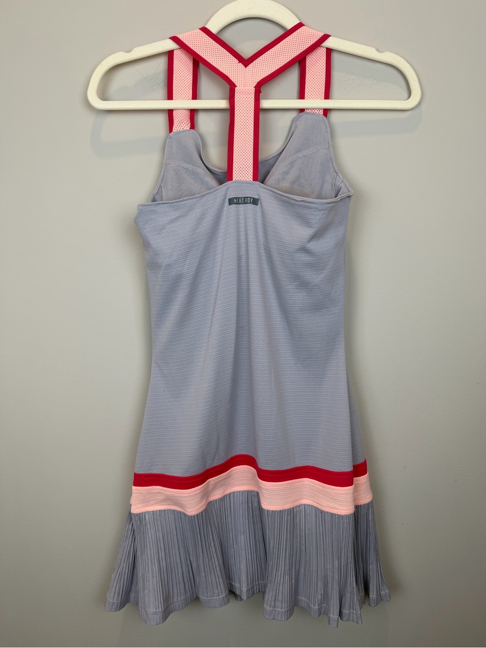 Adidas HEAT.RDY Tennis Dress XS Gray Pink Red Pleated Skirt Athletic - Picture 3 of 10